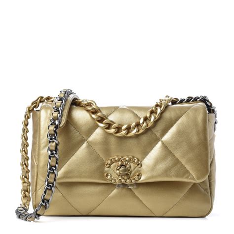 metallic goatskin quilted medium chanel 19 flap gold|Handbags .